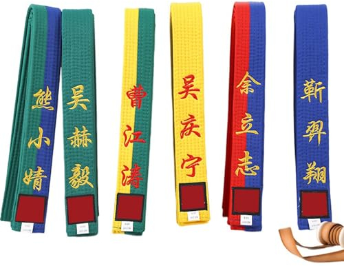 WXMYOZR Benutzerdefinierte Martial Arts Gürtel Taekwondo Gürtel Karate Gürtel für Kinder, benutzerdefinierte Bestickt Taekwondo farbige Rangliste Gürtel für Anfänger Junior,180cm