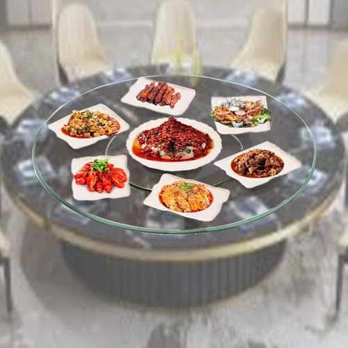 QSPNVFB Grande Vassoio Girevole da Tavolo da Pranzo Centrotavola, Lazy Susan- Piatto Girevole in Vetro Temperato, 70cm Rotondo Giradischi per Hotel Festa(100cm/40inch)