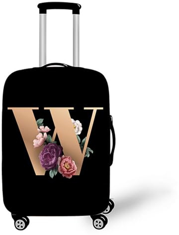 Muiuou Elastisch Reise Kofferhülle Kofferschutzhülle, Anfangsbuchstabe Gedruckt Design Koffer Schutzhülle mit Reißverschluss Waschbar Gepäck Cover Kofferschutz-Bezug (XL (30-32 Zoll),W)