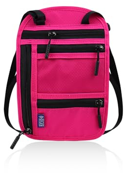 MultiValue Reise Brustbeutel für Dame Herren, Nacken Brusttasche Reisepass Tasche RFID Umhängebeutel Tasche für Smartphone und Reise Reisepass (A, Rosa)