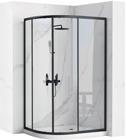 REA LOOK 80X100 BLACK DUSCHKABIN MED DUSCHKAR, DUSCHKABIN TILLVERKAD AV LÄTTSTÄDAT MATERIAL