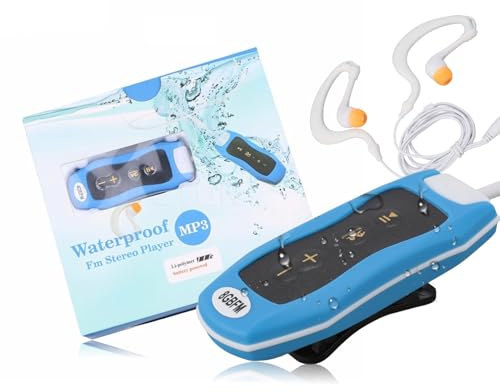 Lecteur MP3 étanche pour la Natation, Lecteur MP3 étanche IPX8, Lecteur de Musique Rechargeable avec écouteurs étanches pour la Natation, la Plongée, la Course à Pied (8GB)