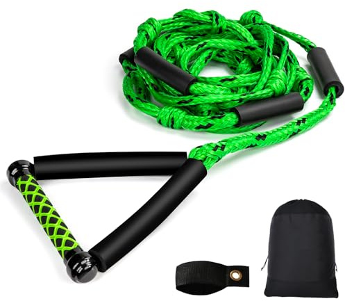 ASVAEVAS Wakesurf Rope 25ft Floating Wake Surf Ropes and Handle, 4 Sections Adjustable Surf Tow Rope for Wakesurfing and Watersports