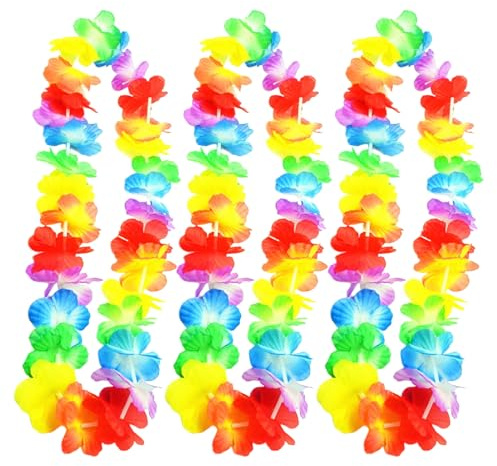 3 Stück Blumenketten Hawaii Deko Hawaiianische Hawaii Kette Deutschland Accessoires Deutschland Hawaii Ketten Hawaii Blumenkette Leihawaii Kette Blumen Set für Hawaiiketten Beach Party Deko Beach