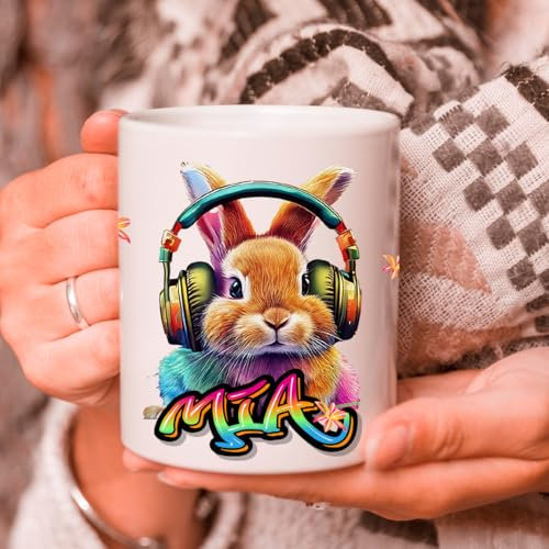 tjapalo NEU T1 Coole Tasse Tiere mit Namen Tasse personalisiert Hase Oster Geschenke Kindergeburtstag Gäste Kindertasse Kinder tassen namen personalisierbares Geschenk für Mädchen