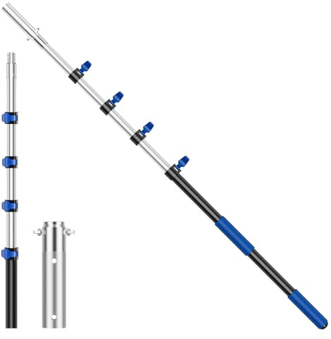 Pool Pole Telescopic 16FT Heavy Duty Upgraded Aluminum, 16 Ft Extension/Extendable Telescoping Tool for Above Ground/Inground Swimming Cleaning Supplies Accessories, Leaf Skimmer/Brush/Net/Vacuum/Mesh