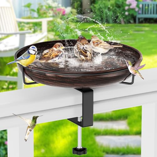 ODSNANIE Vogeltränke Hängend für Balkongeländer,30CM Metal Vogelbad Balkon