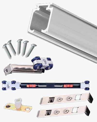 Minglez Kit Porta Scorrevole Ferramenta per Porte a Chiusura Ammortizzata per Porta a Scomparsa/Porta a Battente, Kit per Porta Scorrevole Esterna a Scomparsa(90in/228.6in)