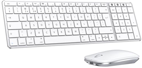 seenda SKM64-2 Slimline Bluetooth Keyboard and Mouse for Mac White Silver