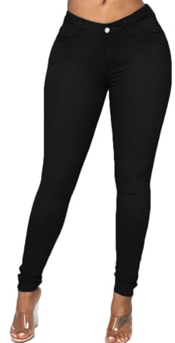 Jean Skinny Femme Taille Elastique Jeggings Jean Coupe Skinny pour Femme Taille mi-Haute Aspect délavé Extensible Mode Slim Pantalon Stretch Crayon Pantalon