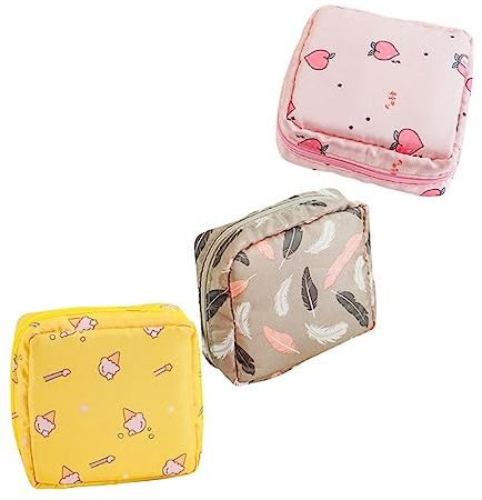 BEBEMOKO 3 Stück-pack Damenbinden Aufbewahrungsbeutel Klein Wasserabweisend Tragbarer Organizer für Menstruation Hygiene Unterwegs Mädchen Frauen