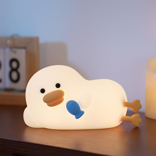 Wrischan Luz Nocturna Pato Infantil, Luz Bebe Nocturna Recargable con 3 Modos Brillo y 7 Colores,Kawaii Lampara Bebe Noche con 30Mins Temporizador, Regalo para Relajación y Diversiónv