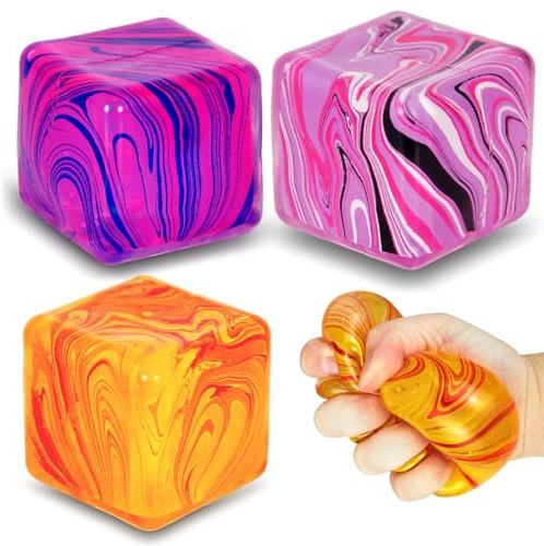 Ziporiajoy Squishy Ice Cube im Marmor-Design – Premium Fidget Toy mit fließender Textur, Lautloses Quetschspielzeug für Stressabbau