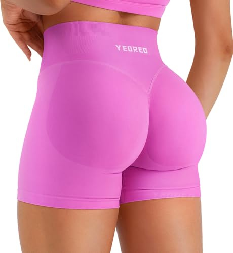 YEOREO Invisible Scrunch Butt Sport Short Damen 4.5 Nahtlose Gym Short | Hohe Taille,Tummy Control, Butt Lifting, Booty, Yoga, Workout, Push Up Shorts, Kurze Sporthose, Radlerhose