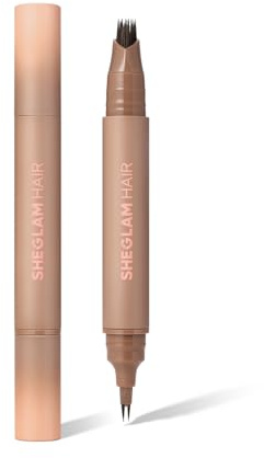 SHEGLAM HAIR Dark Brown 2-in-1 Volume Boost Multi-Use Hairline Pen, Waterproof & Long-Lasting, 0.1mm Fine Line, Multi-Use as Eyeliner, Hairline Filler, Brow Filler, Bottom Lashes Liner