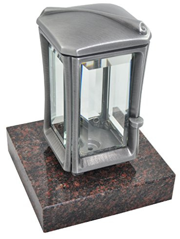Kunst-Art-Köhl Grablaterne 9468/19 aus Aluminium montiert auf einem Sockel aus Granit (Aurindi)