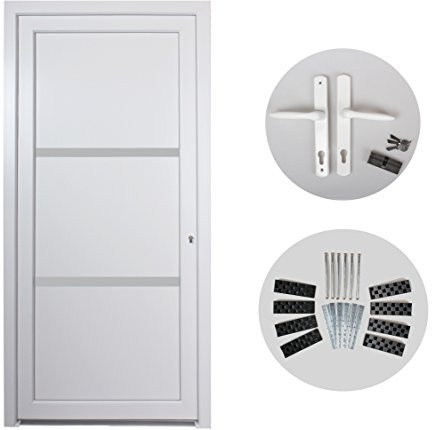 kuporta Kunststoff Haustür Carbo 98 x 208 cm DIN links weiß mit Drücker-Set und Montage-Set