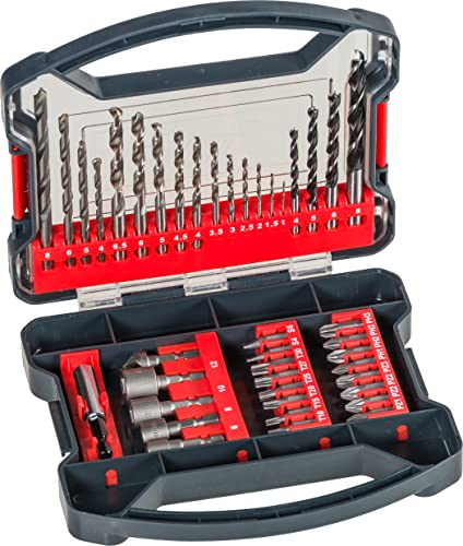 kwb Power-Box 41-tlg. Bohrer- und Bit-Set, bestehend aus Bits, Stecknüssen, Stein-Bohrern, Holz-Bohrer und Metall-Bohrer in robuster Box mit Tragegriff