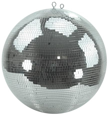Spiegelkugel 50cm, 10x10mm Facetten aus Echtglas • Sicherheitsaufhängung • hochwertig verarbeiteter Safety Mirrorball mit Kunststoffkern • Diskokugel mit durchgehender Metallachse und Absturzsicherung