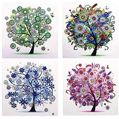 5D-Diamantmalerei-Set für Erwachsene, Zaubersteine, rund, Diamant-Gemälde, Kreuzstich-Set, 30 x 30 cm, Strass-Stickerei, Diamant-Klebekunst, zum Selbermachen Four seasons