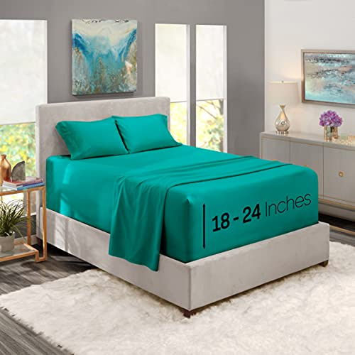 Nestl King 4Pc Bed Linen Set, Extra Deep Pocket, Microfiber, Teal