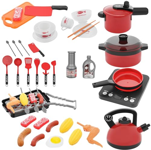 ISO TRADE Enfants Cuisine Nourriture Jouets Casseroles et ustensiles de cuisine Cuisine Jeu de Rôle 44 Pièces 11246