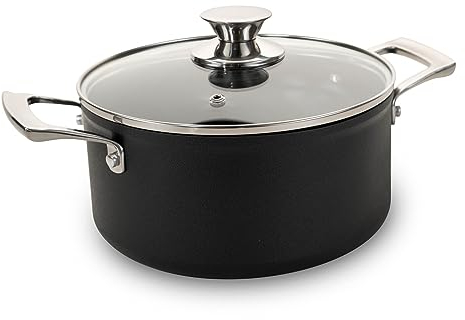 Genius Cerafit Plasma Pentola 20 cm con coperchio in vetro – Pentola rivestita con volume di 3 l in acciaio inox | Pentola per pasta per tutti i piani cottura con distribuzione del calore caloroso