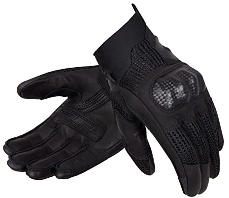 REBELHORN Gap III Guantes de Moto de Cuero para Hombre Protectores de Tobillo Ventilación con Inserciones de Malla de Poliéster 3D