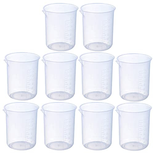 10 Dosatori in Resina Epossidica da 150 ml - Bicchieri Graduati per Liquidi, Plastica - Uso in Laboratorio