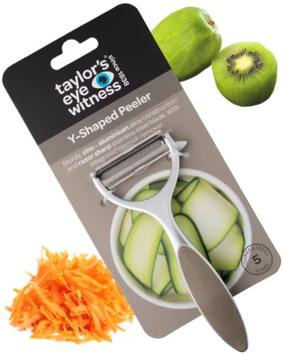 Premium Y Shaped Vegetable Peeler - Taylors Eye Witness, Great Kitchen Gadget, with Sturdy Zinc Aluminum Construction with Silver and Grey Colour, Glides Easily Over Apple, Carrot Or Potato.