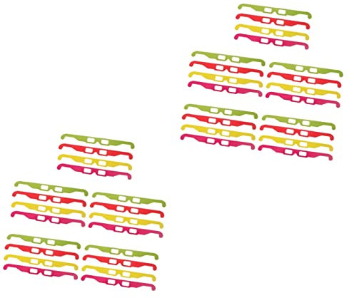 KOMBIUDA 40piezas Gafas De Cartón para Películas De Surtidos Rojo Amarillo Verde Rosa Gafas para Visualización