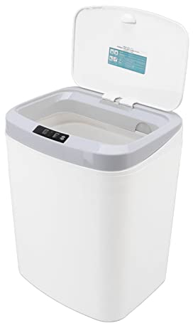 Badezimmer Automatischer Mülleimer, Haushalt 16L Berührungsloser Intelligenter Sensor Kleiner Mülleimer mit Deckel Leise, für Wohnzimmer Schlafzimmer Büro Küche(Weiß)