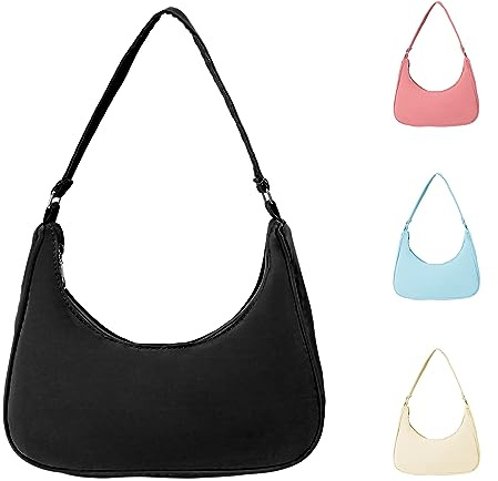 Heveer Borsa a Tracolla da Donna in Nylon Anni '90 Retrò Piccola Vintage a Spalla Mezzaluna per Shopping Viaggio Festa