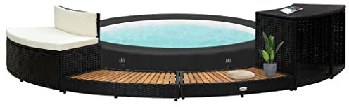 INLIFE 316651 - Ribete para bañera de hidromasaje (ratán sintético y madera maciza de acacia, 28,8 kg)