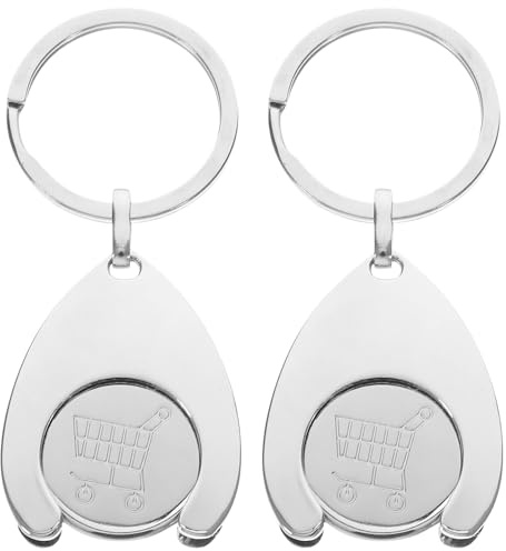 BESPORTBLE Trolley Token Keychain – Metal Shopping Cart Coin Key Ring for Supermarket, Car, and Backpack Decor