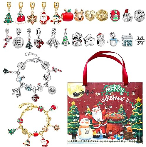 Adventskalender Charms, Weihnachts Adventskalenders 2025 Mädchen DIY 24 Tage Countdown Kalender Einzigartiger Adventskalender Schmuck Kinder, für Weihnachten, Geburtstagsgeschenke