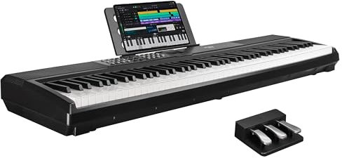 STRICH E-Piano 88 Tasten Gewichtet Klavier mit Sustain-Pedal, Hammermechanik-Digitalpiano, 2x15W integrierte Lautsprecher, vollwertiges E-Piano mit USB-MIDI/Wireless-Verbindung, SDP-120