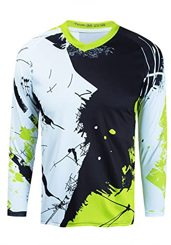 Kids Element Racewear powersports Jerseys Cycling MTB Bicycle Mountain Bike Jersey Shirt for Child 4-12Y Girl boy Green M