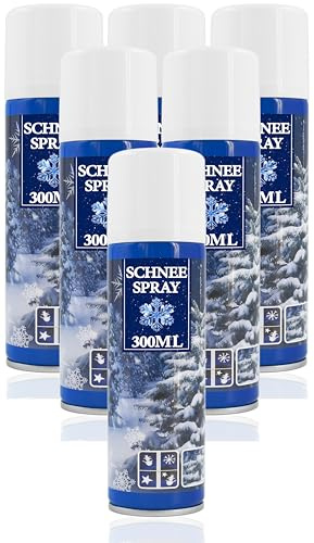 Stephans Möbelbörse Kunstschnee - Spraydose mit Dekoschnee - Schneespray zum Dekorieren zu Weihnachten - Sprühschnee Snowspray Fensterspray Schnee Spray Deko Schnee (6er Set, 300ml/ je Dose)