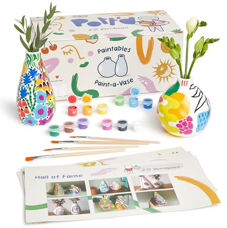 Pott'd Paint-a-Vase Pottery Painting Kit – Personalisiertes DIY Vase Bastelset – Inklusive Vasen, Farben und Schritt-für-Schritt-Anleitung (evtl. nicht in deutscher Sprache)