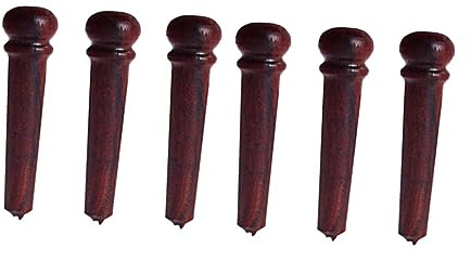 6pcs Redwood Bridge String Pegs Gl69 for Folk Acoustic Guitar | Coffee Finish, Ancient Classic Styling, Delicate Appearance, Set of 6 for Musical Stringed Instruments