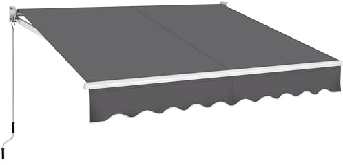 Soberine Tenda da Sole per Esterno Balcone a Bracci Estensibili Avvolgibile Retrattile con Manovella Regolabile Telaio Aste Telescopiche 250 x 200 cm Grigio Scuro