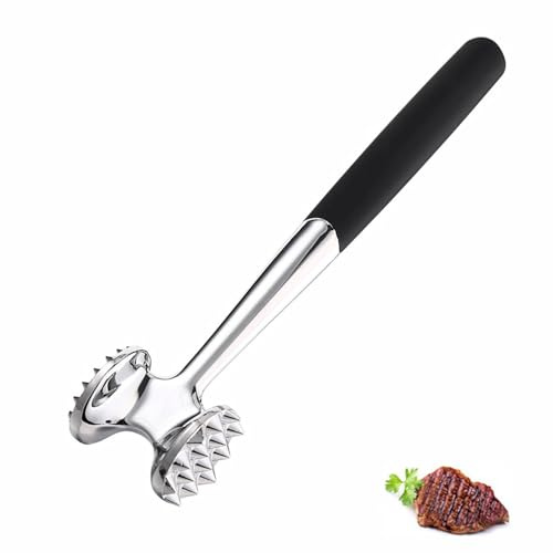 Ablandador de carne, herramienta ablandadora de mazo de carne con mango de agarre cómodo, martillo de carne de doble cara, resistente para carne y carne de res.