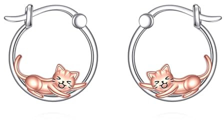 VONALA Pendientes de aro de gato perezoso de plata de ley 925 con bonitos pendientes de aro de animales, joyas regalos para mujeres e hijas, Plata de ley