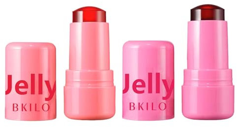 2 Pcs Jelly Blush, Jelly Blush Stick Lip & Cheek Stain, Long-Lasting Multi jelly blushs poppy pink for Blushs, Lip Gloss & Eyeshadow Makeup, Hydrating, Vegan & Cruelty-Free