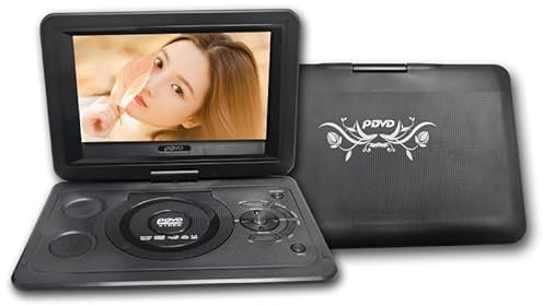 MKHFP Lettore DVD da Viaggio, 13 Pollici HD Schermo Rotante Portatile Smart TV VCD Lettore DVD Mini Scheda TF USB Video Ricaricabile TV (6X Black)