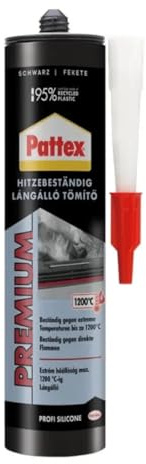 Hitzebeständige Dichtungsmasse Schwarz bis 1200 °C – Feuerfester Dichtstoff für Ofen Kamin Grill Schornstein Rauchrohr Reparatur flammhemmend vibrationsfest rissfrei schrumpffrei (1 x 280ml)
