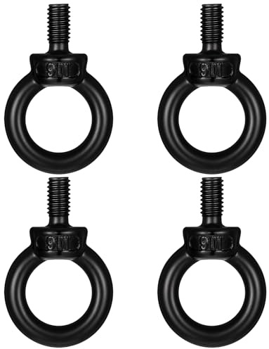 4PCS M6 Eye Bolts, Stainless Steel Male Thread Lifting Ring Eye Bolts, Shoulder Ring Threaded Screw Machinery Shoulder Eyebolt for Lifting Hanging