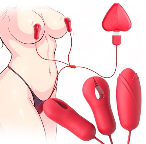 Sex Toy Nipple Clamps Vibrator | 2 in 1 Nipple Vibrators with Vibrating Bullet Egg with 10 Vibration Modes | Nipple Toys for Women and Couples Foreplay | BDSM Sex Toy | Clit G-spot Anal Stimulator