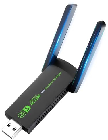 USB WiFi Adapter for PC, Dual Band 1300Mbps 5GHz/2.4GHz USB Wireless Network Dongle, Compact Internet Receiver for Desktop Laptop, Compatible with Windows 7–11 Mac OS 10.9–10.15